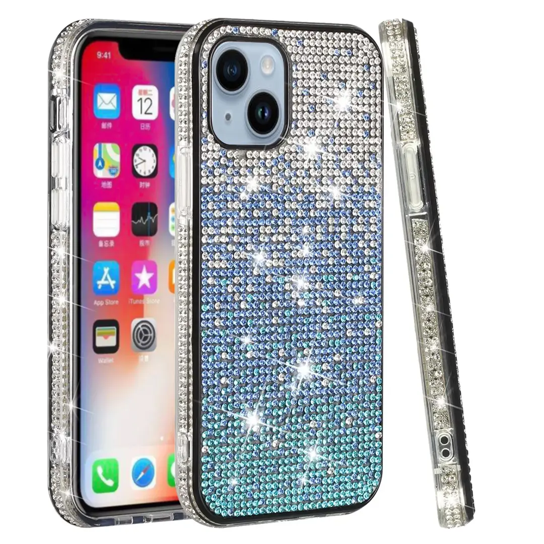 iPhone 15/iPhone 14/iPhone 13 Bling Party Diamond Blue